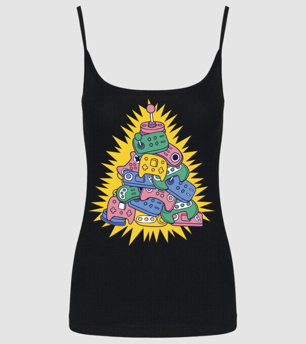 Joystick pom de Crăciun model negru pe tricou