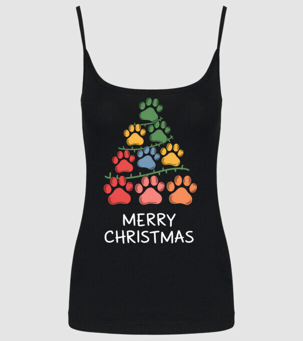 Merry Christmas Paws Negru model negru pe tricou