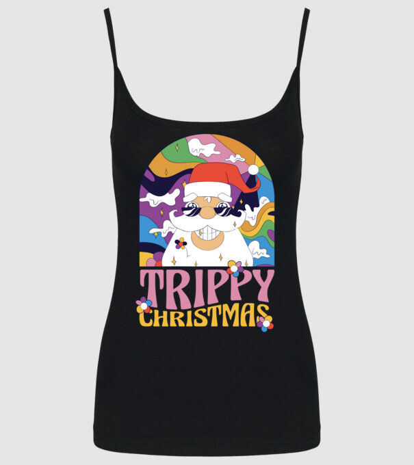 Trippy Christmas model negru pe tricou