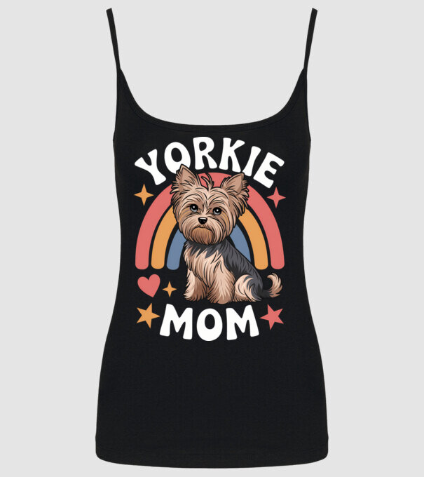 Yorkie Mom Negru model negru pe tricou