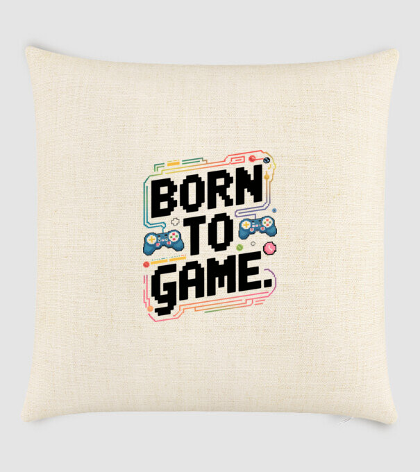 Born to Game Pixel Alb model nisipiu pe tricou