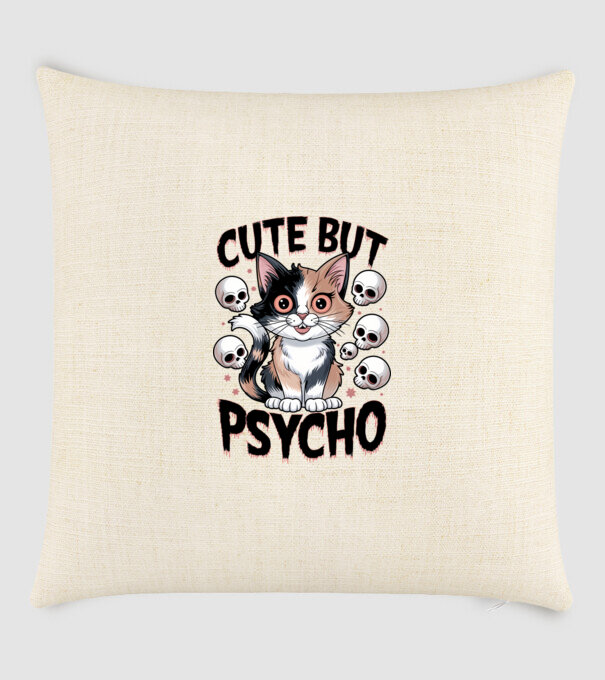 Cute, but Psycho pisică Alb model nisipiu pe tricou