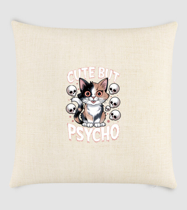 Cute, but Psycho pisică Negru model nisipiu pe tricou