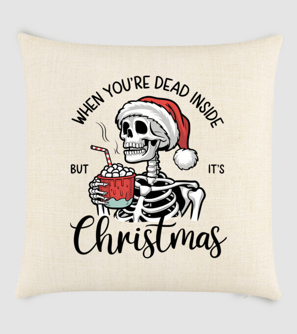 Dead inside, but it's christmas Alb model nisipiu pe tricou