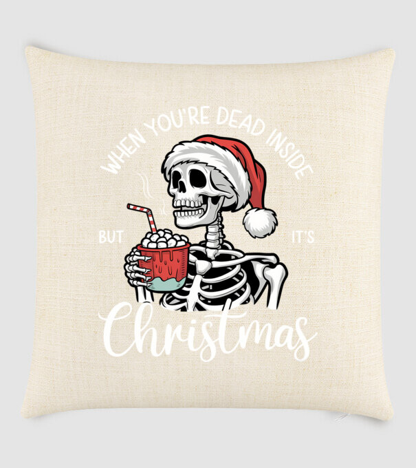 Dead inside, but it's christmas Negru model nisipiu pe tricou