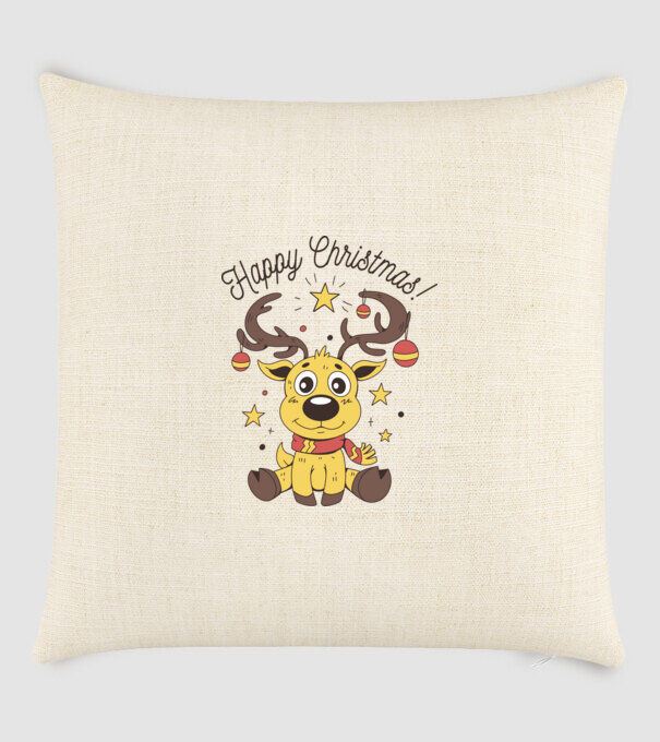 Happy Christmas Reindeer Alb model nisipiu pe tricou