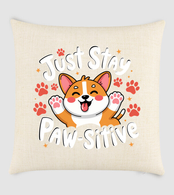 Just Stay Paw-sitive Negru model nisipiu pe tricou
