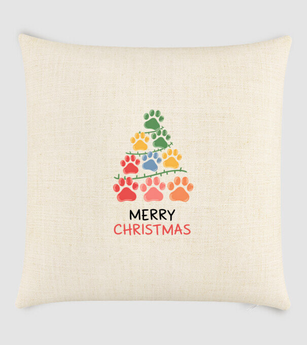 Merry Christmas Paws Alb model nisipiu pe tricou
