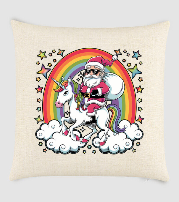 Moș Crăciun cool pe un unicorn model nisipiu pe tricou