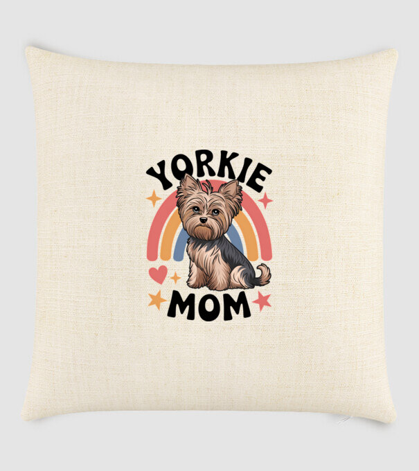 Yorkie Mom Alb model nisipiu pe tricou