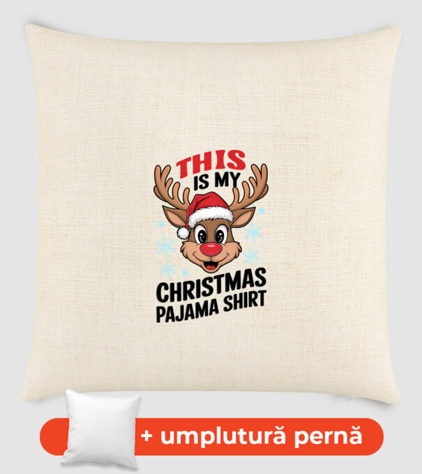 Christmas Pajama Reindeer Alb model nisipiu pe tricou