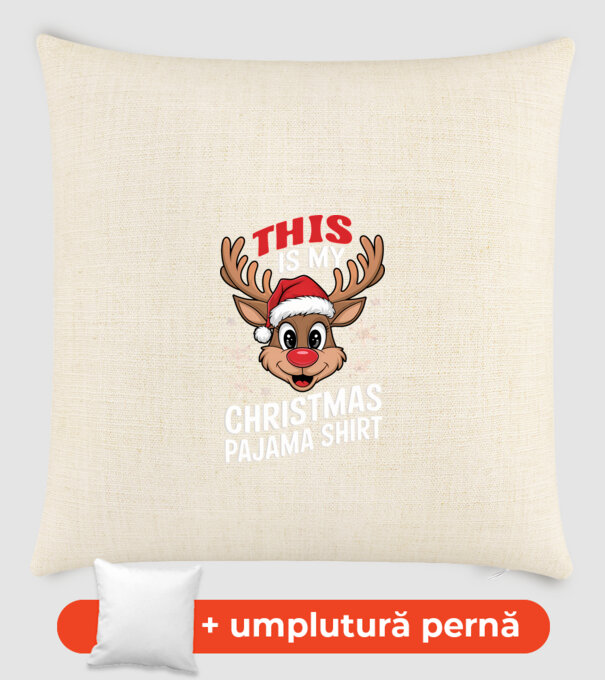 Christmas Pajama Reindeer Negru model nisipiu pe tricou
