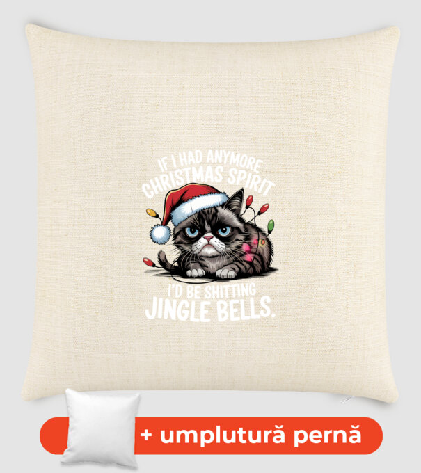Christmas Spirit Grumpy Cat Negru model nisipiu pe tricou