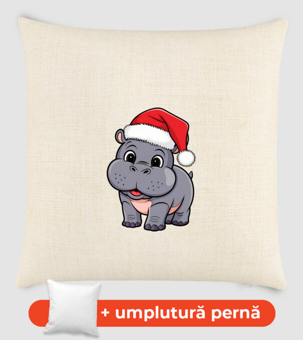 Crăciun Hippo model nisipiu pe tricou