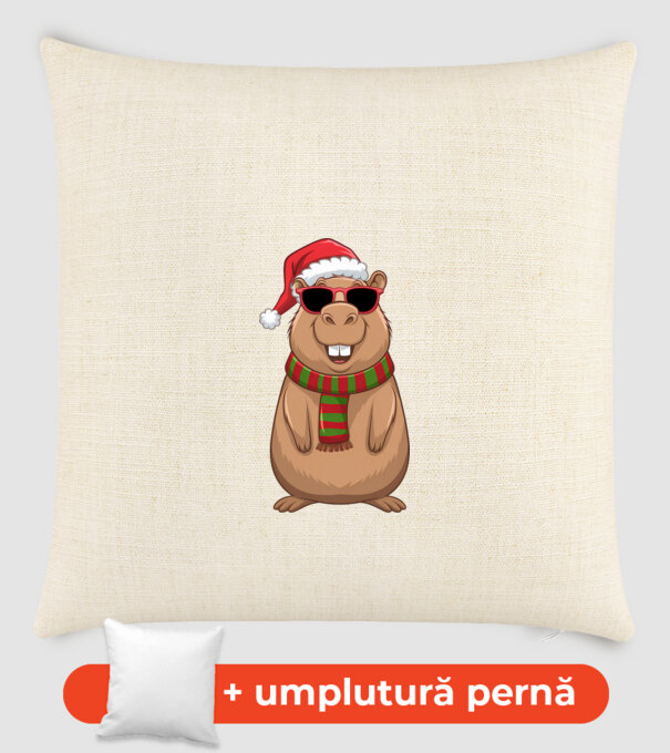 Crăciunul capybara model nisipiu pe tricou