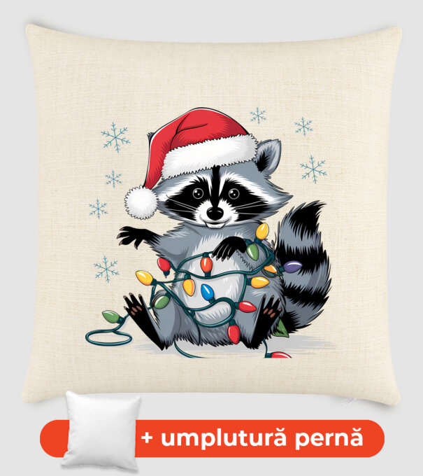 Crăciunul ratonilor Alb model nisipiu pe tricou