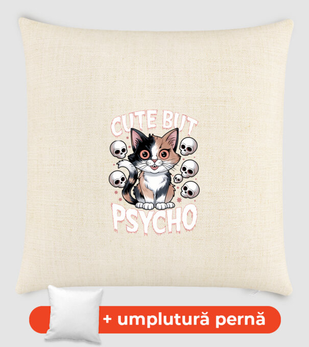 Cute, but Psycho pisică Negru model nisipiu pe tricou