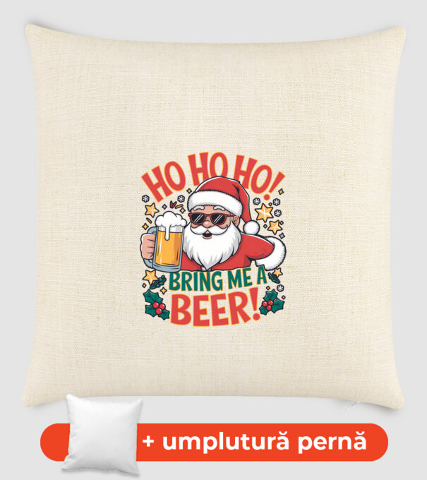 HO HO HO bring me a BEER santa Alb model nisipiu pe tricou