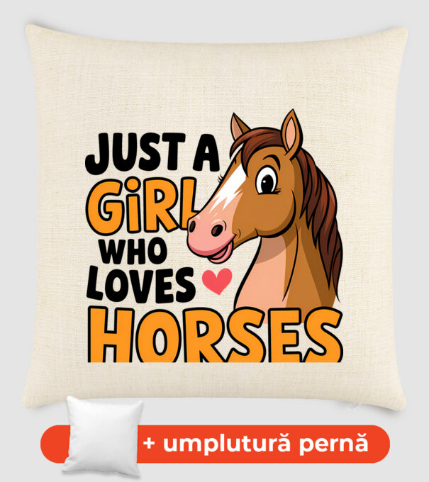 Just a girl who loves horses Alb model nisipiu pe tricou