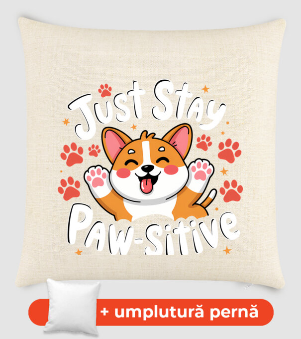 Just Stay Paw-sitive Negru model nisipiu pe tricou