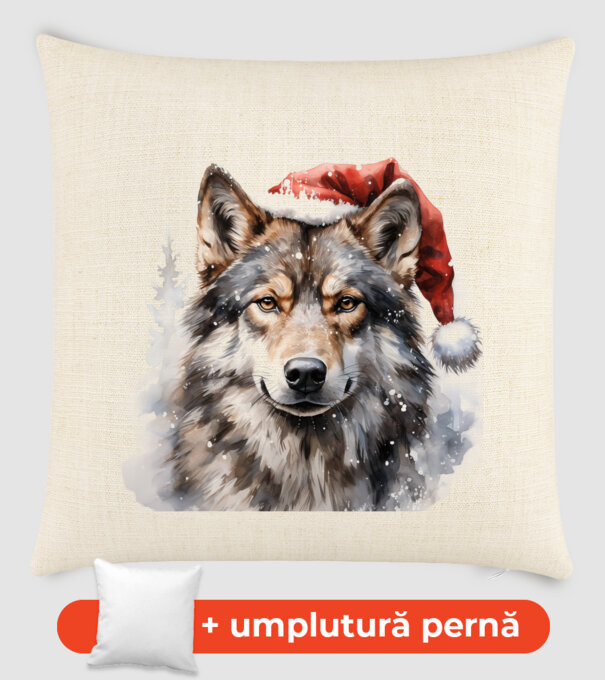 Lupul de Crăciun Alb model nisipiu pe tricou