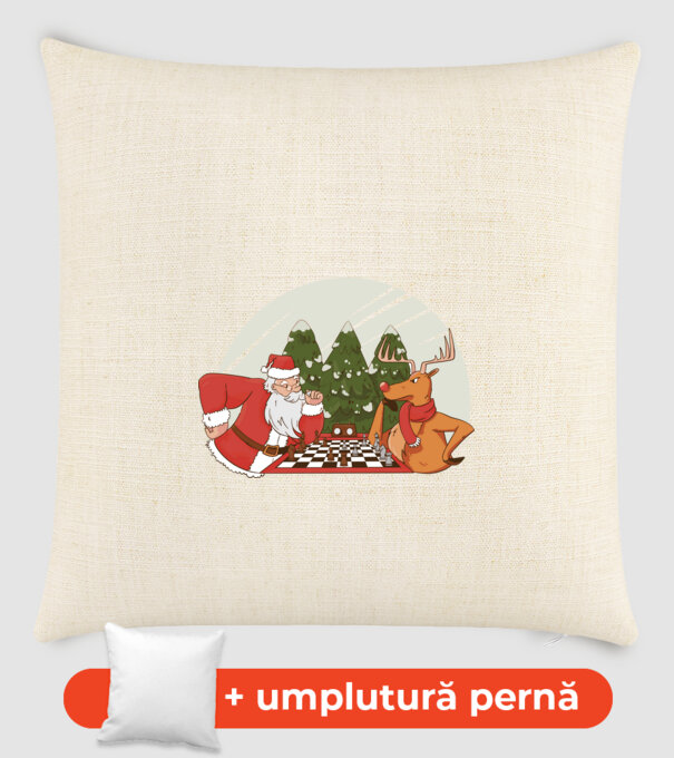 Meci de șah cu Moș Crăciun model nisipiu pe tricou