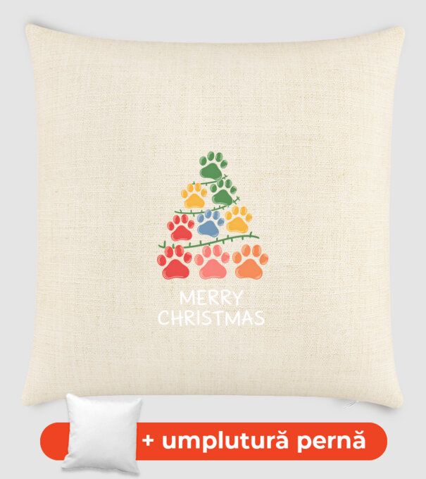 Merry Christmas Paws Negru model nisipiu pe tricou