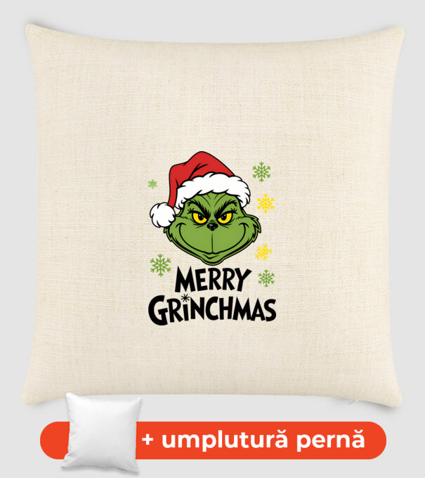 Merry Grinchmas Alb model nisipiu pe tricou