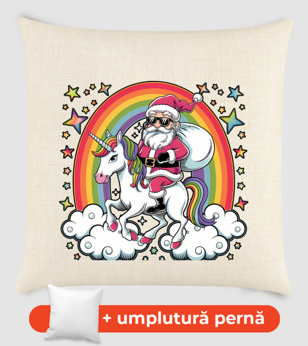 Moș Crăciun cool pe un unicorn model nisipiu pe tricou