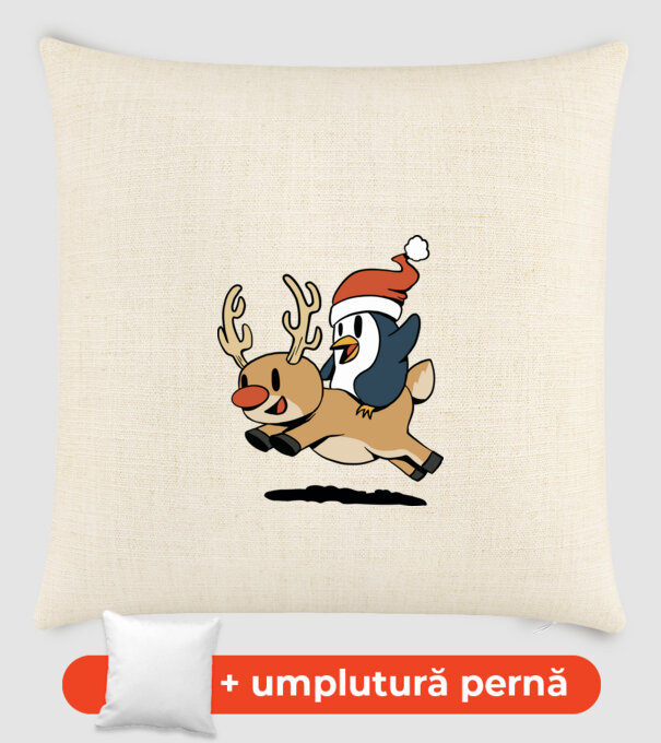 pinguin reindeer cristmas model nisipiu pe tricou