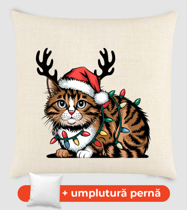 Pisica de craciun model nisipiu pe tricou