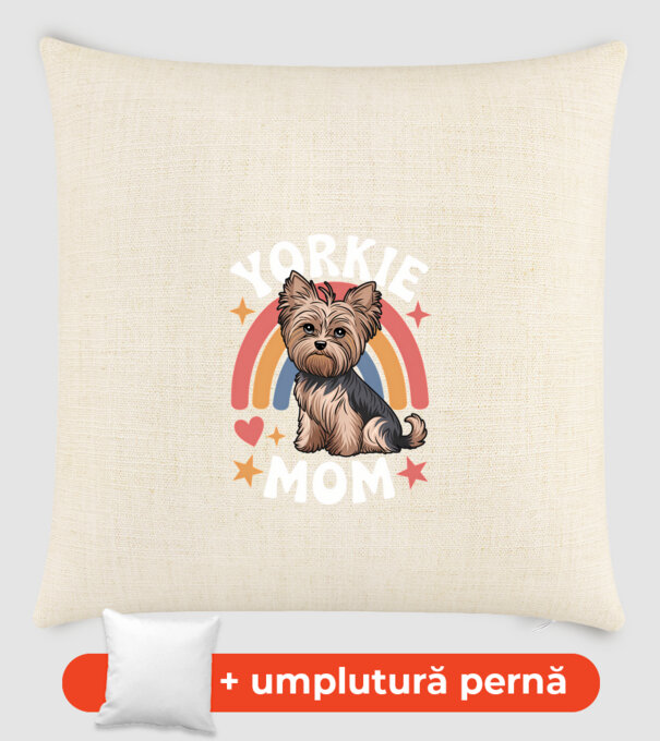 Yorkie Mom Negru model nisipiu pe tricou