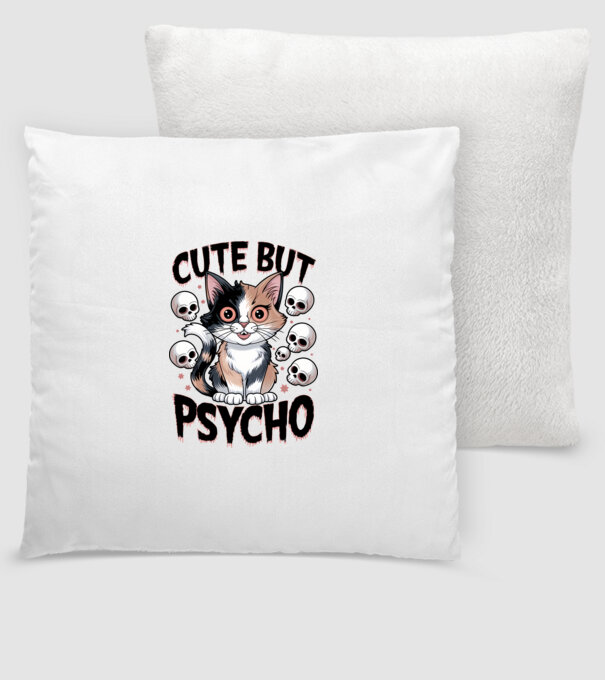 Cute, but Psycho pisică Alb model alb pe tricou