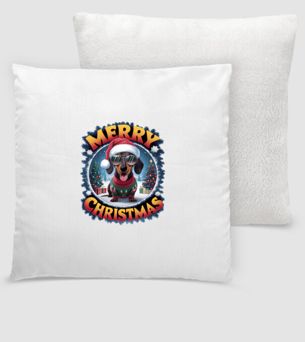 Merry Christmas Teckel model alb pe tricou