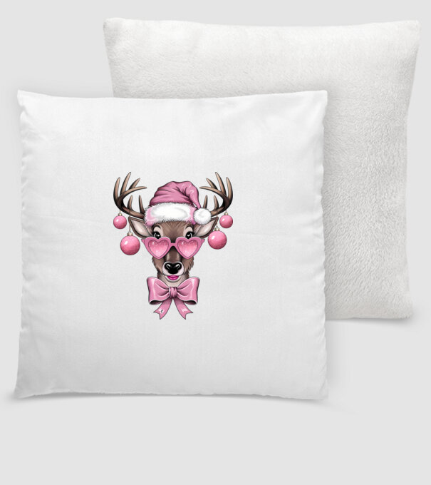 Pink Xmas Reindeer model alb pe tricou