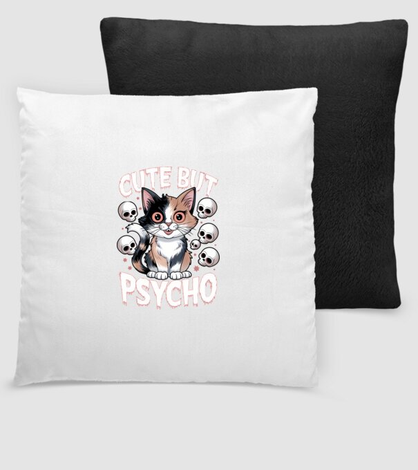 Cute, but Psycho pisică Negru model negru pe tricou