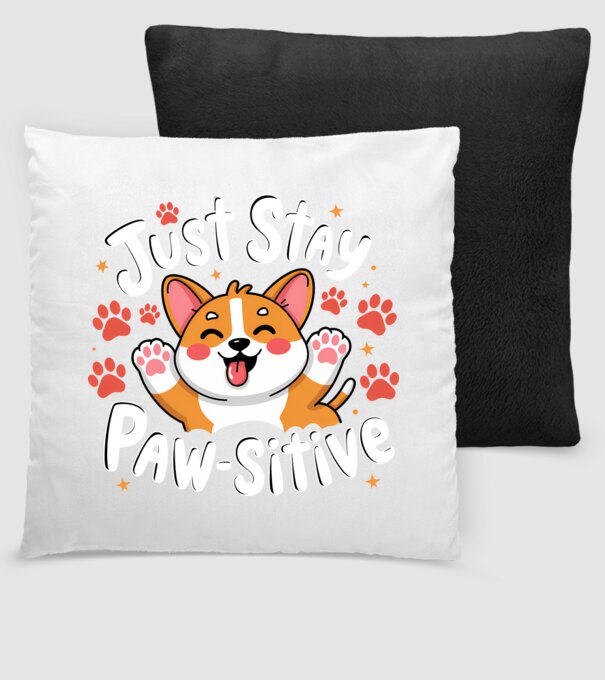 Just Stay Paw-sitive Negru model negru pe tricou