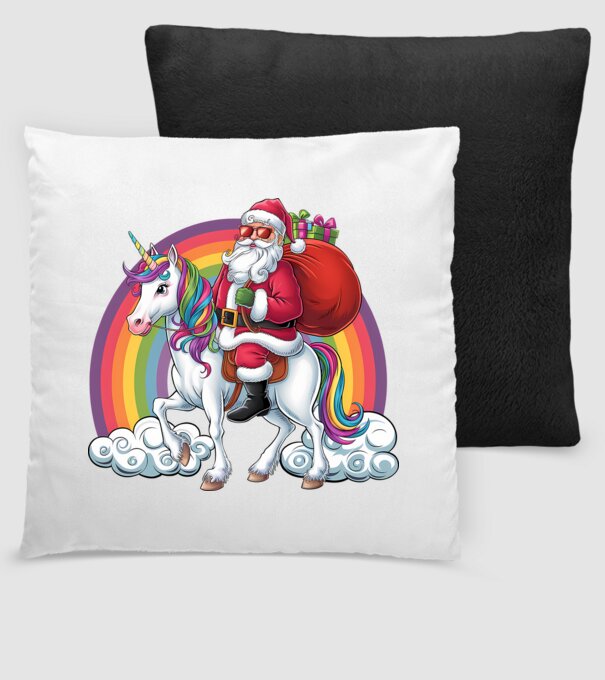 Moș Crăciun cool pe un unicorn 2 model negru pe tricou
