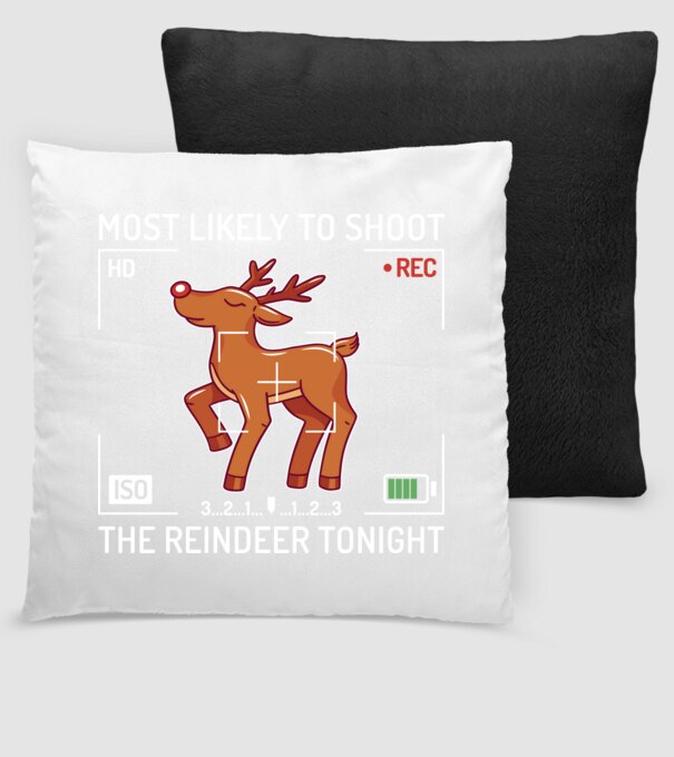 Most likely to shoot the reindeer tonight model negru pe tricou
