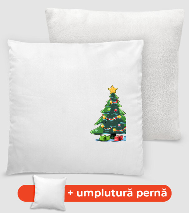 Brad de Crăciun model alb pe tricou