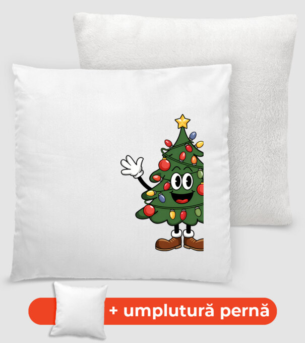Copac de Crăciun drăguț model alb pe tricou