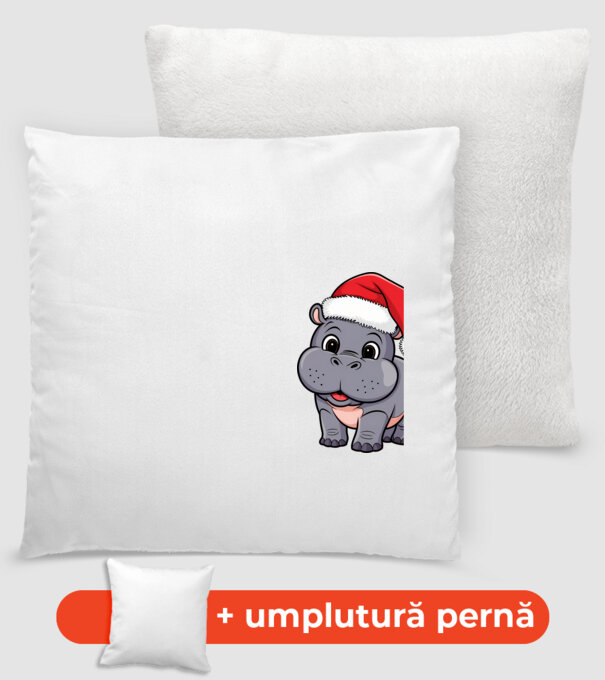 Crăciun Hippo model alb pe tricou