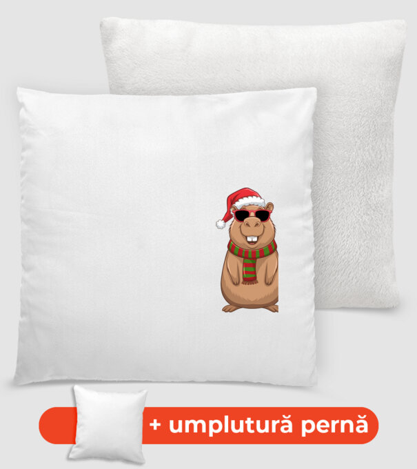 Crăciunul capybara model alb pe tricou
