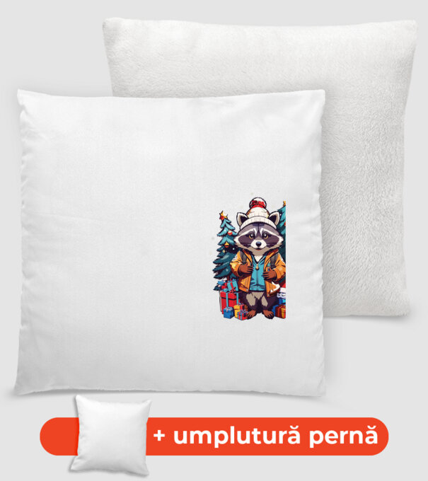 Crăciunul ratonilor model alb pe tricou