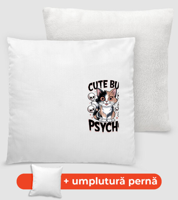 Cute, but Psycho pisică Alb model alb pe tricou