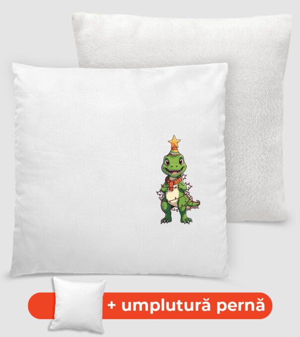 dinozaur pom de Crăciun model alb pe tricou
