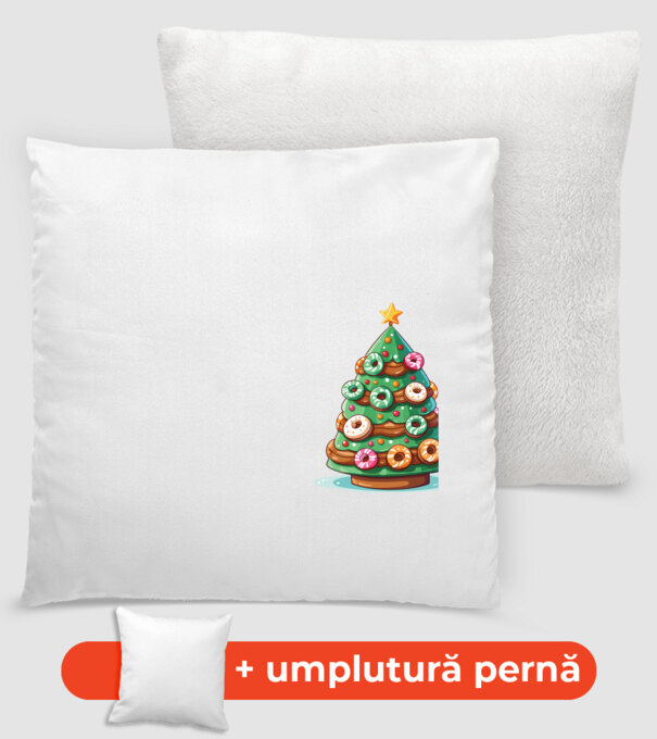 Doughnut pom de Crăciun model alb pe tricou