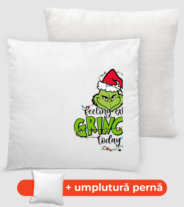 Feeling extra Grinchy today model alb pe tricou