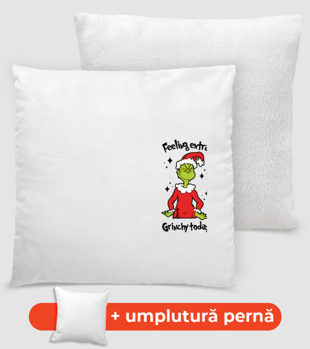 Feeling extra Grinchy today model alb pe tricou