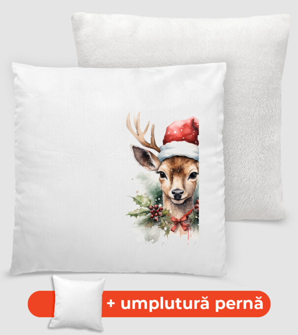 Festive Reindeer model alb pe tricou